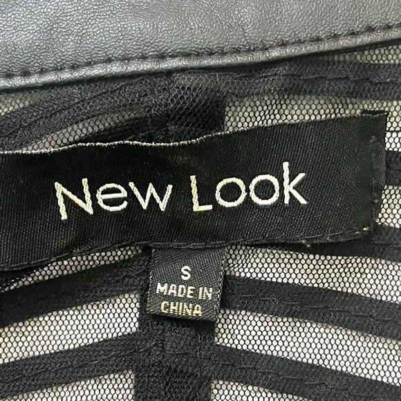 New Look Faux Leather & Mesh Cropped Jacket Zip Front Gothic, Punk , Grunge - Picture 7 of 9